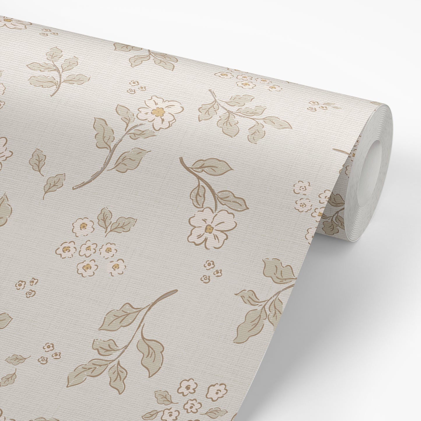 Vintage Serenity Wallpaper in Cream shown on a wallpaper roll.