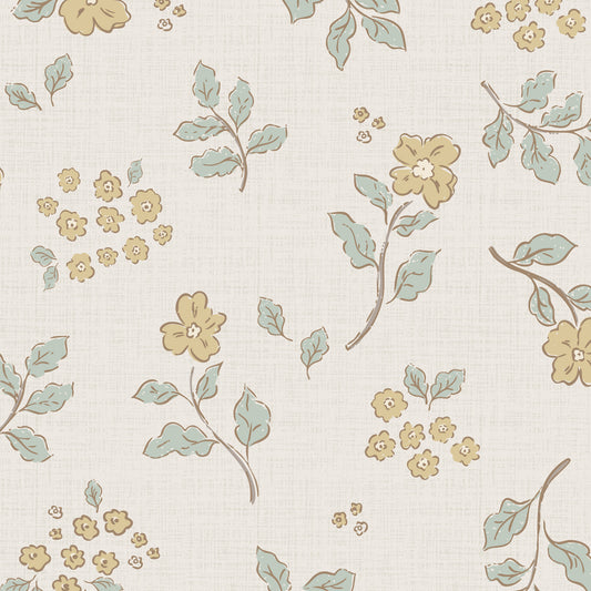 Vintage Serenity Wallpaper in Yellow shown close up.