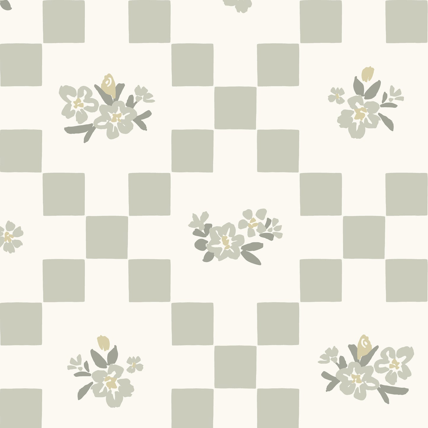 Vintage Bloom Mosaic Wallpaper in Minty Green shown close up.