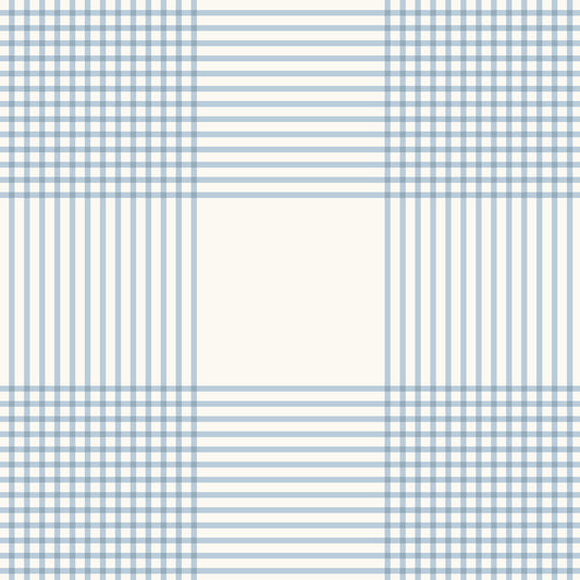 Vintage Gingham Wallpaper in Light Blue in a closeup view