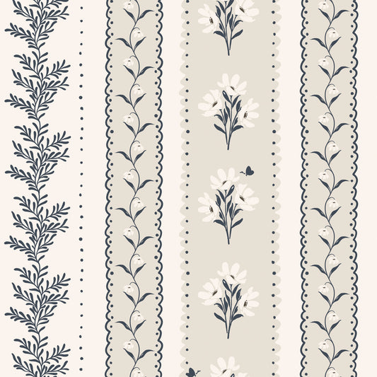 Vintage Stripes in Outer Space shown close up.
