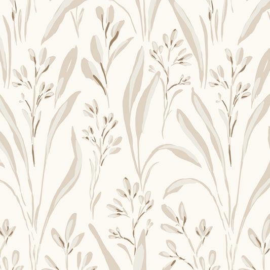 Vintage Grass Wallpaper in Natural Linen in a closeup view