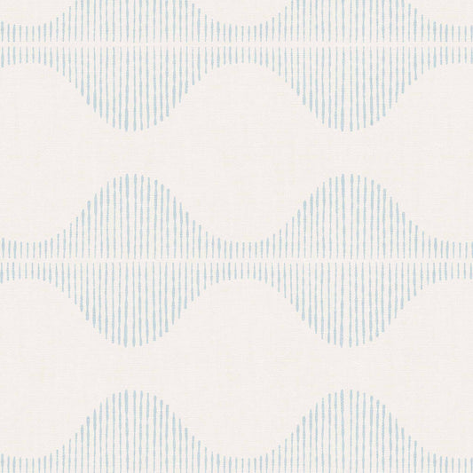 Bring a wave of modern beauty to any room with this stunning Wavy Line Art Wallpaper! The subtle pale blue on cream design is completely gorgeous and sure to make a statement in any space.
