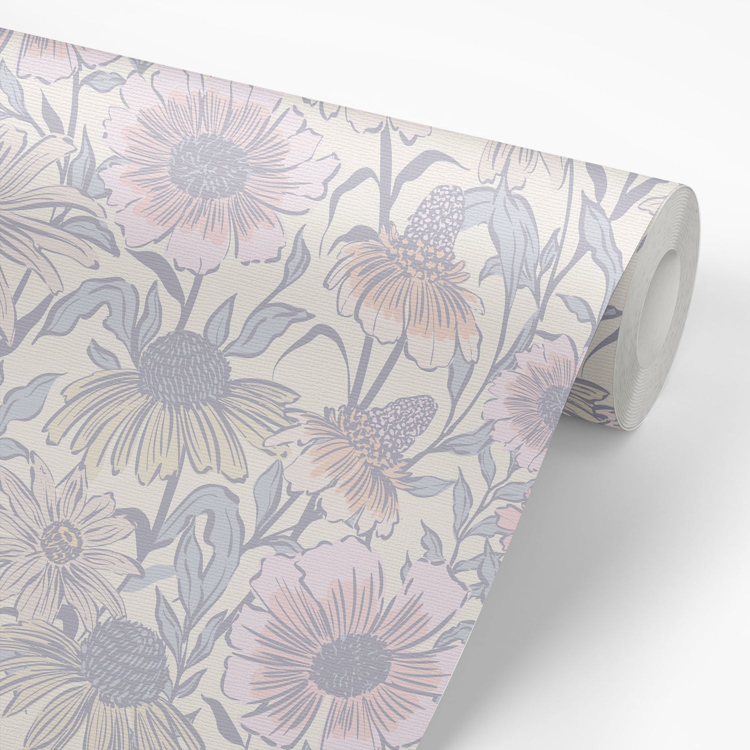 Wallpaper roll with pattern of cool pastels
