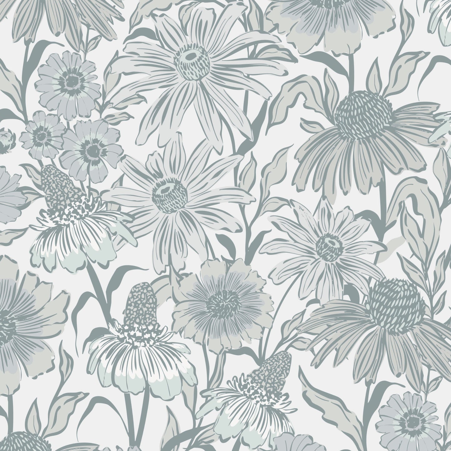 Pattern of stylized flowers on a light background