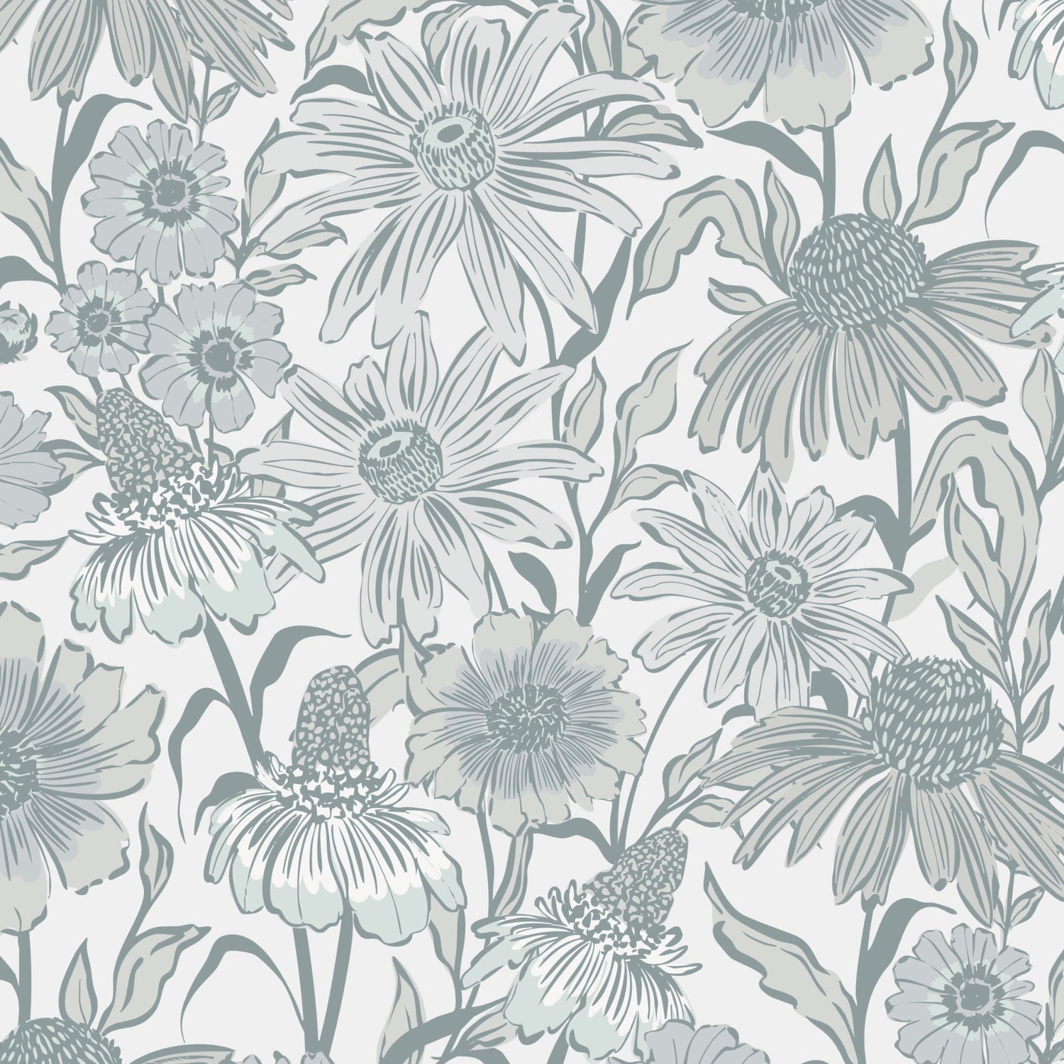 Pattern of stylized flowers on a light background