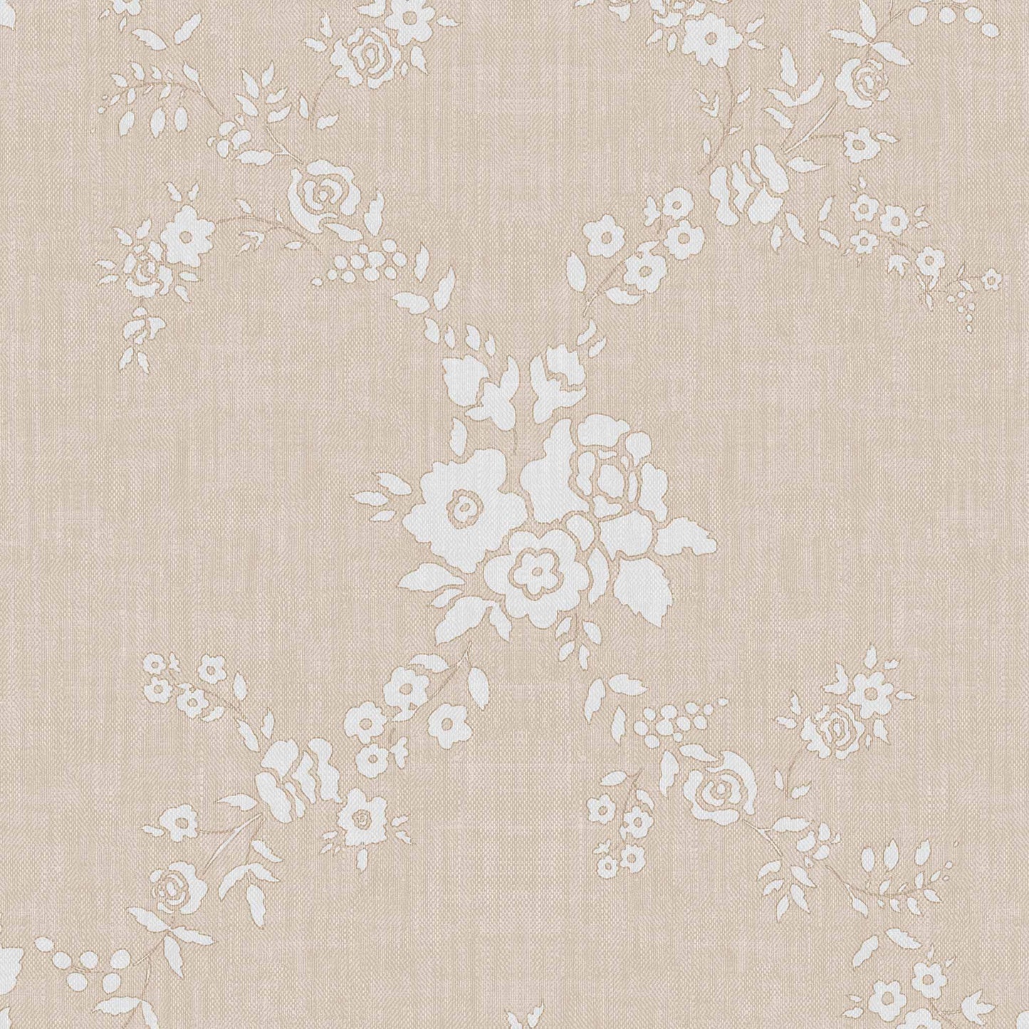 Vining Wild Roses Wallpaper in Dusty Peach shown up close.