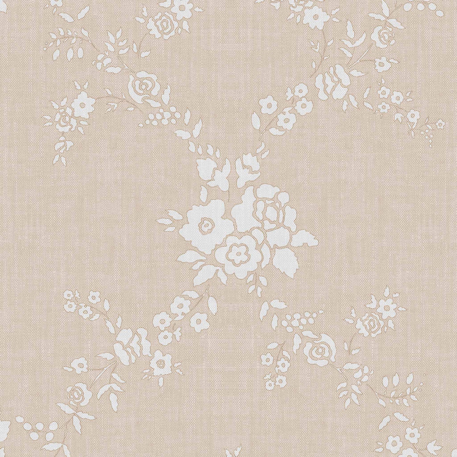 Vining Wild Roses Wallpaper in Dusty Peach shown up close.