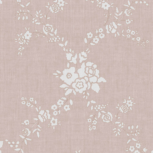 Vining Wild Roses Wallpaper in Rose shown up close.