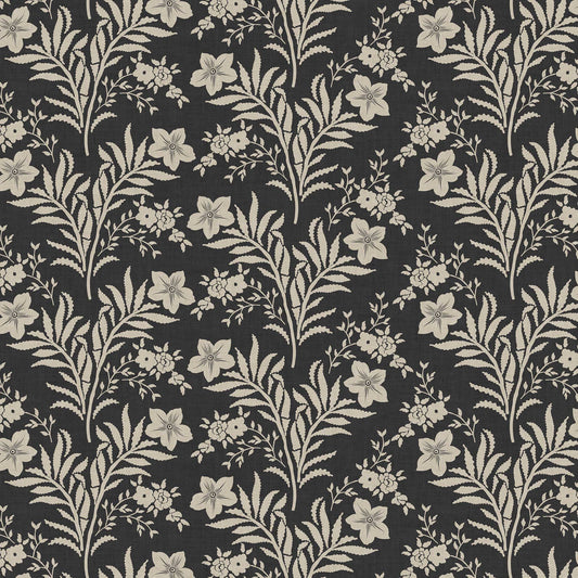 Closeup view of our Wildflower Vines Wallpaper in Ash