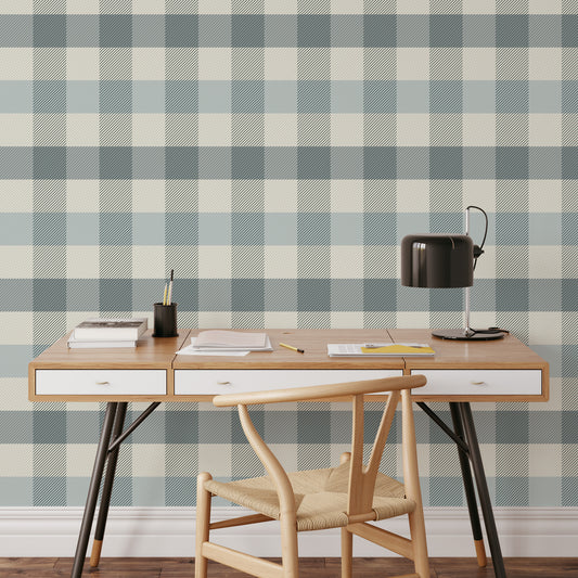 Cozy Plaid Squares Wallpaper - Blue