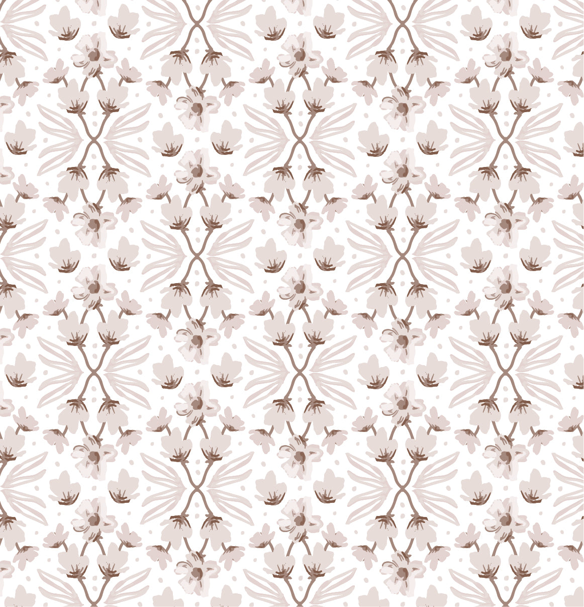 Petite Florals Wallpaper in Snow shown close up.