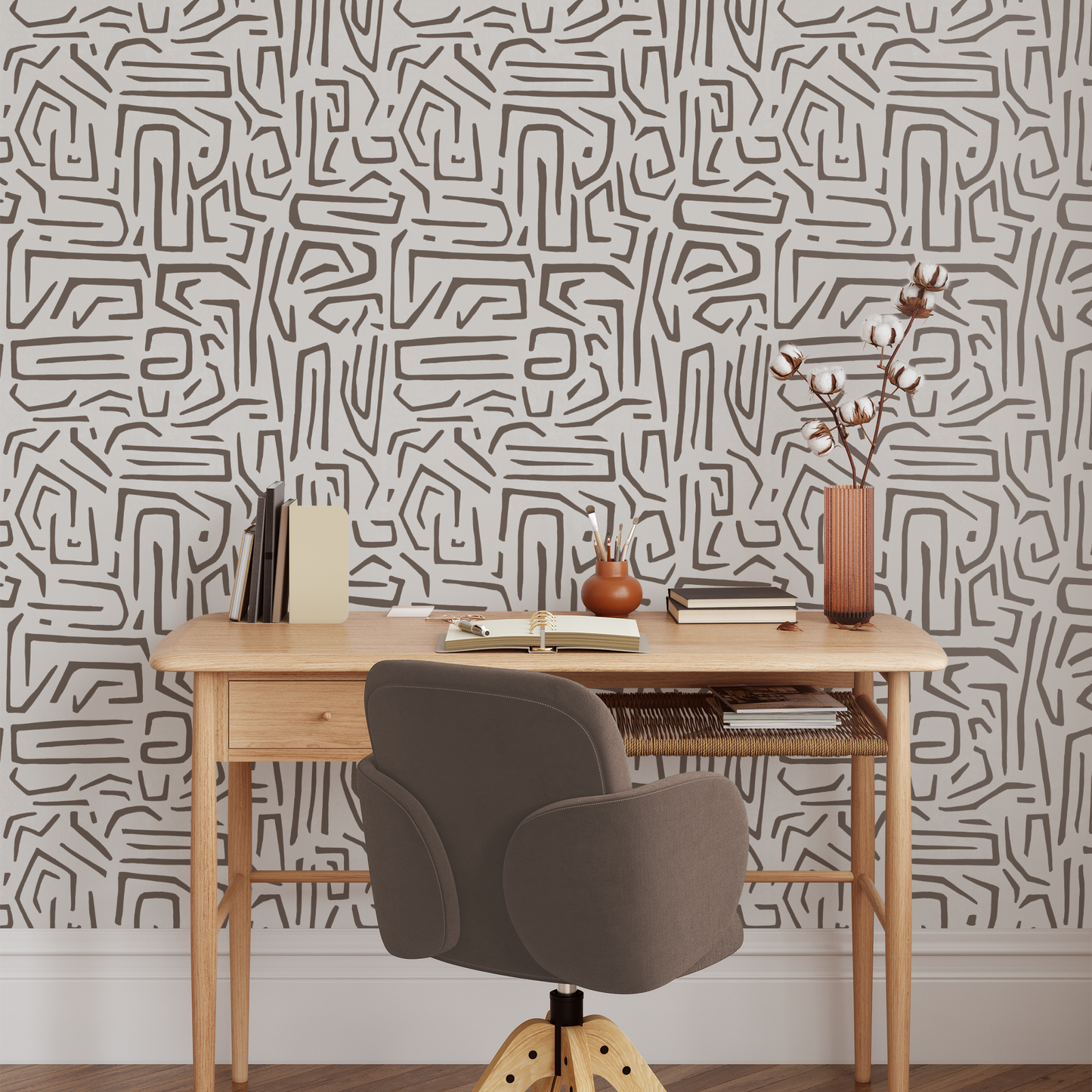 Modern Maze Wallpaper - Latte