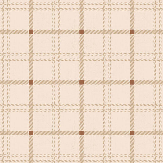 Close up bathroom featuring Cayla Naylor Anchorage- Dogwood Peel and Stick Wallpaper - a plaid pattern