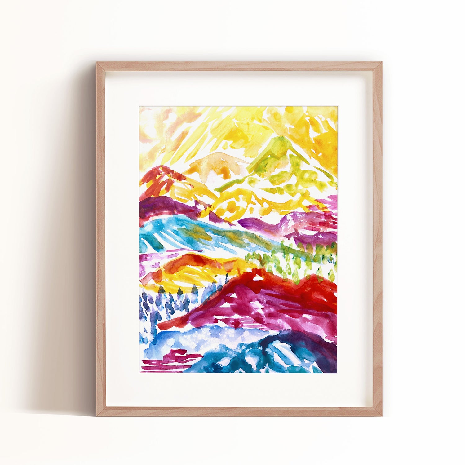 This colorful mountains art print by Iris + Sea is a fun addition to your wall art!