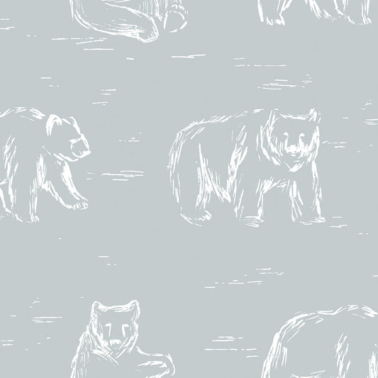 Bears Wallpaper - Baby Blue