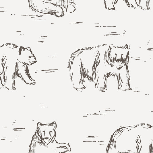 Bears Wallpaper - Brown and Cream