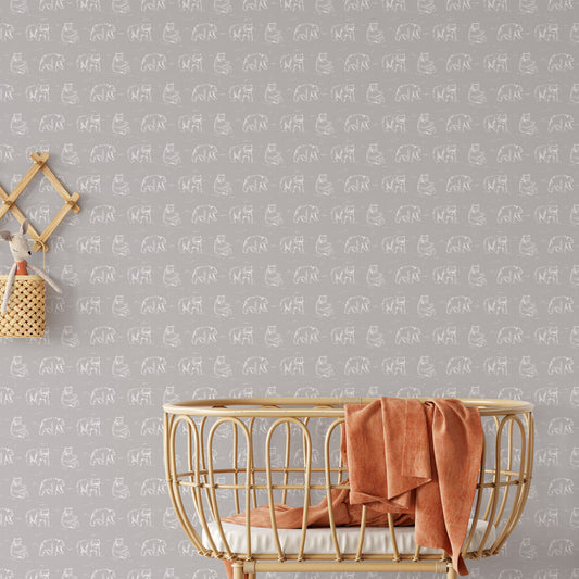 Bears Wallpaper - Greige