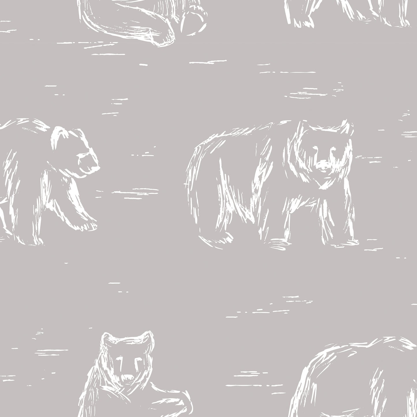 Bears Wallpaper - Greige
