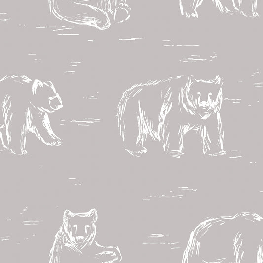 Bears Wallpaper - Greige