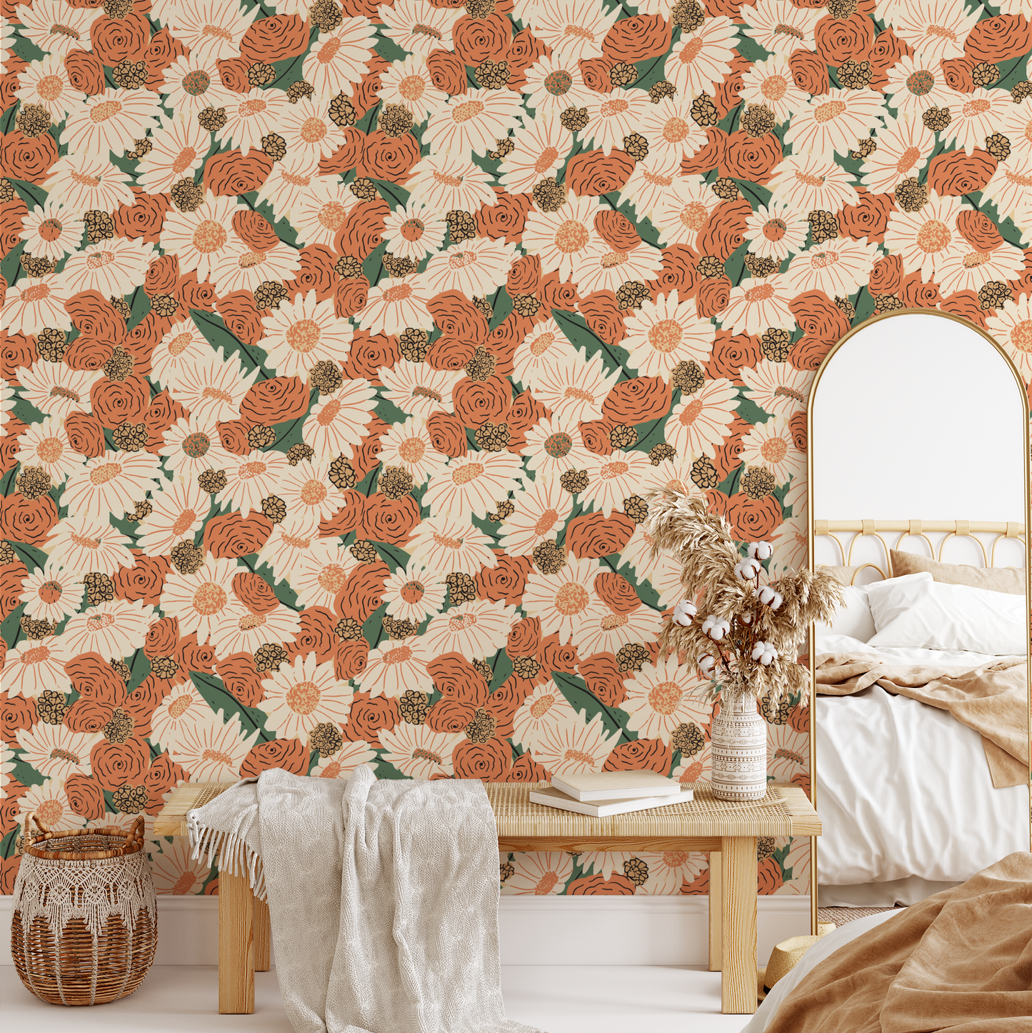 Wildflowers Wallpaper - Orange