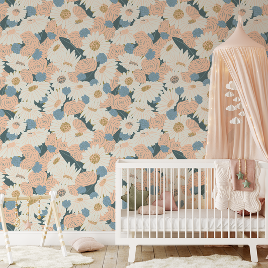 Wildflowers Wallpaper - Peach