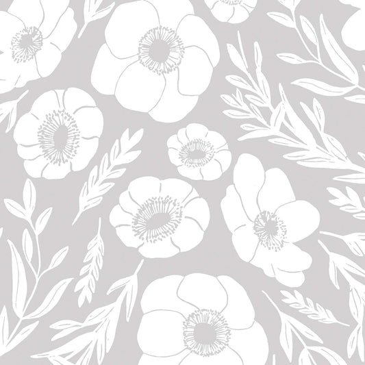 Winter Poppies Wallpaper - Greige