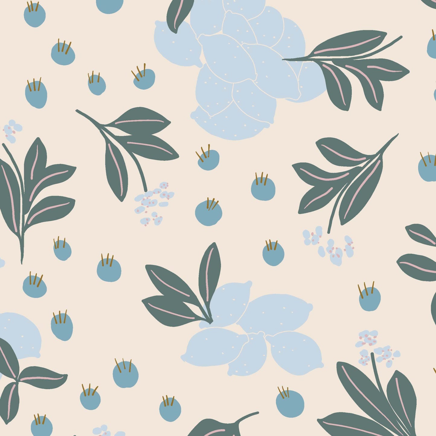Summertime Lemons Wallpaper - Blue