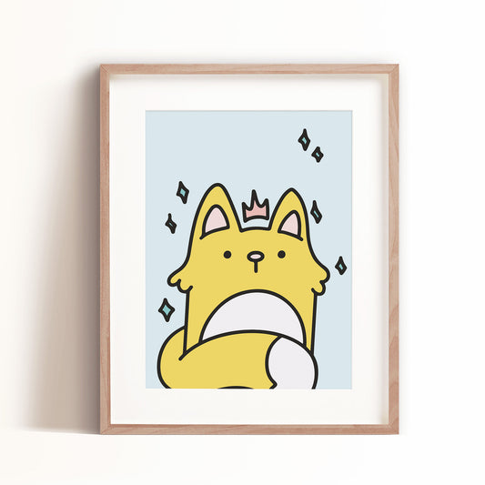 Colorful Cats Art Print - Blue