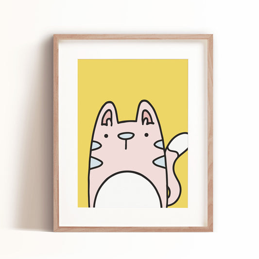 Colorful Cats Art Print - Yellow