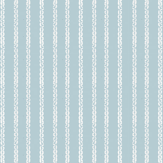 Close up of Clea Lake design by our artist Jackie O'Bosky that incorporates stylish vertical lines on a blue background.