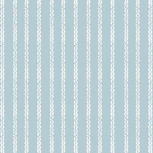 Close up of Clea Lake design by our artist Jackie O'Bosky that incorporates stylish vertical lines on a blue background.