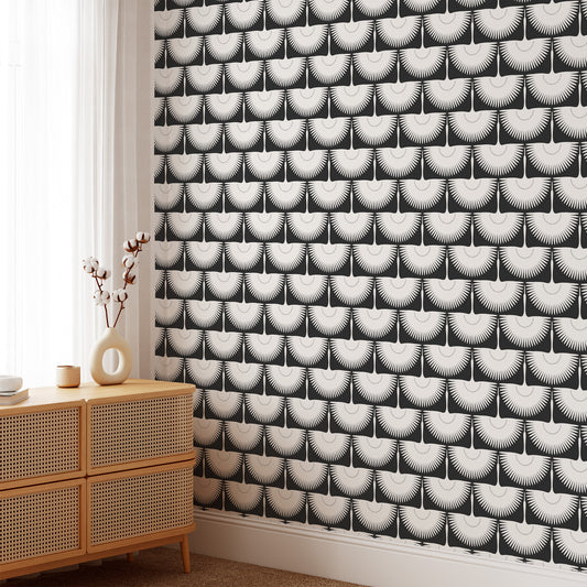 Crane Silhouette Wallpaper - Black