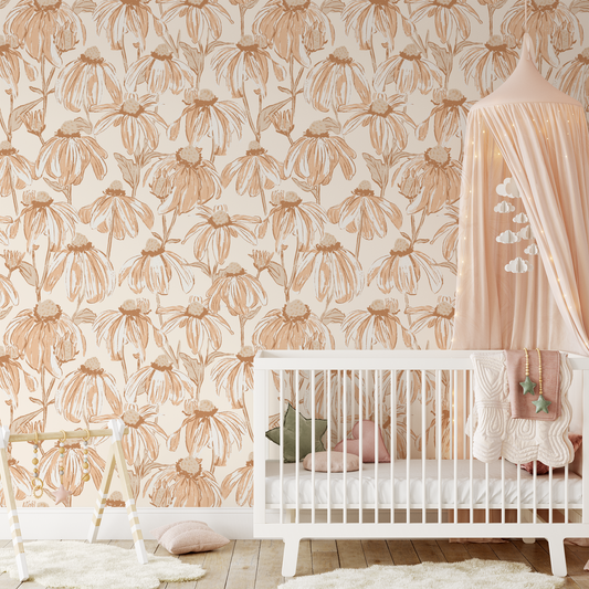 Daisy Chain Wallpaper - Peach