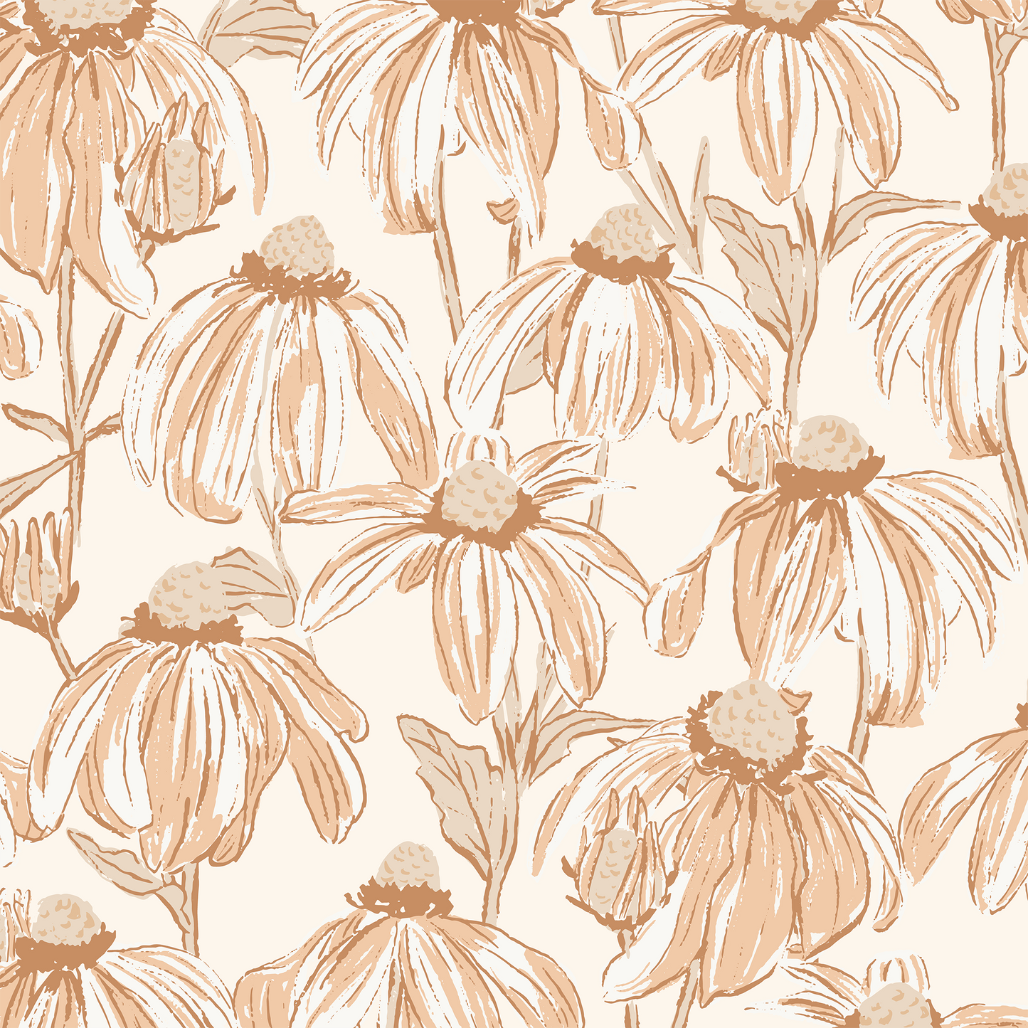 Daisy Chain Wallpaper - Peach