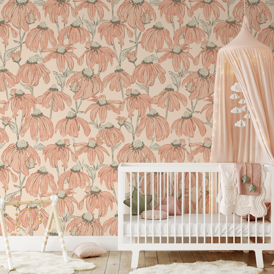 Daisy Chain Wallpaper - Pink