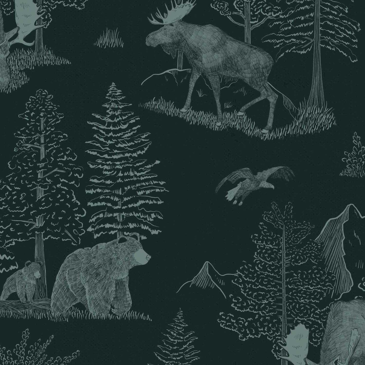 Close up featuring Cayla Naylor Denali- Bering Peel and Stick Wallpaper - a nature inspired pattern