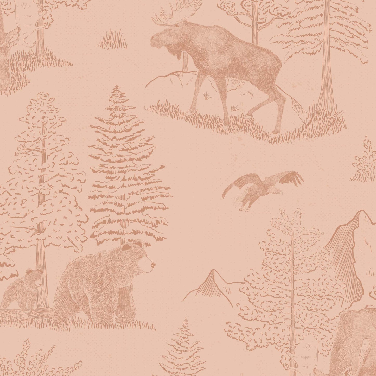 Close up featuring Cayla Naylor Denali- Blush Peel and Stick Wallpaper - a nature inspired pattern