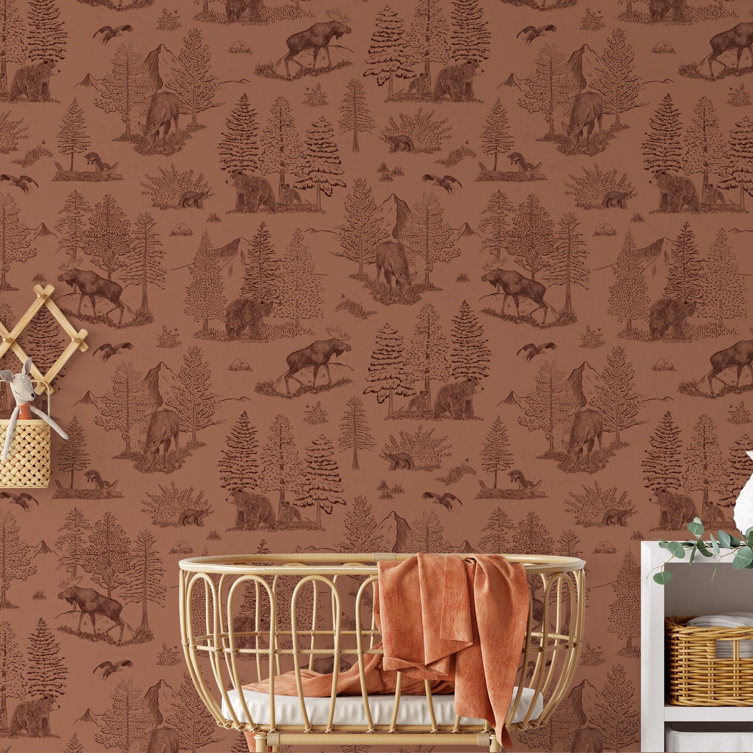 Bedroom featuring Cayla Naylor Denali- Clay Peel and Stick Wallpaper - a nature inspired pattern