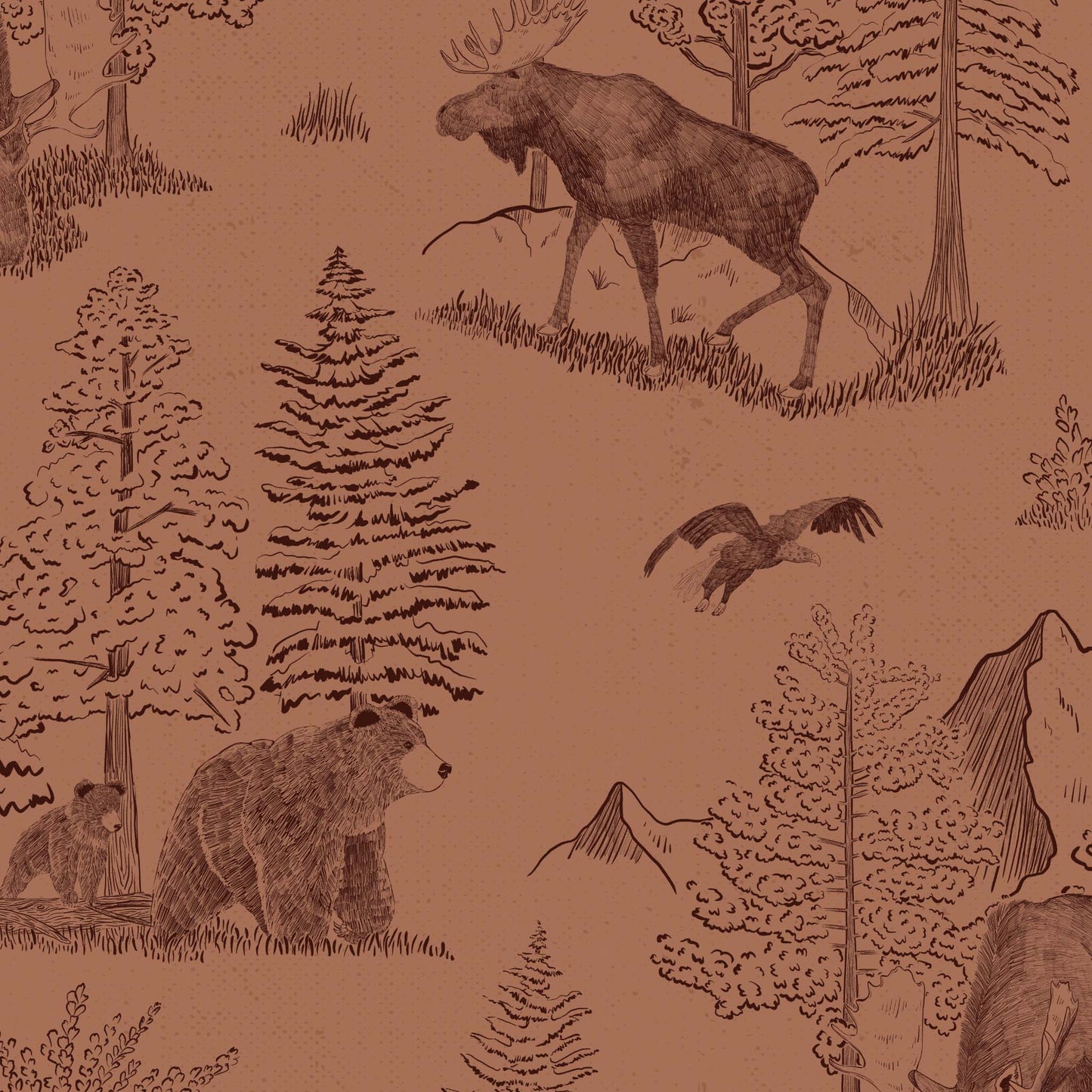 Close up featuring Cayla Naylor Denali- Clay Peel and Stick Wallpaper - a nature inspired pattern