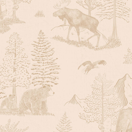 Close up featuring Cayla Naylor Denali-Dogwood Peel and Stick Wallpaper - a nature inspired pattern
