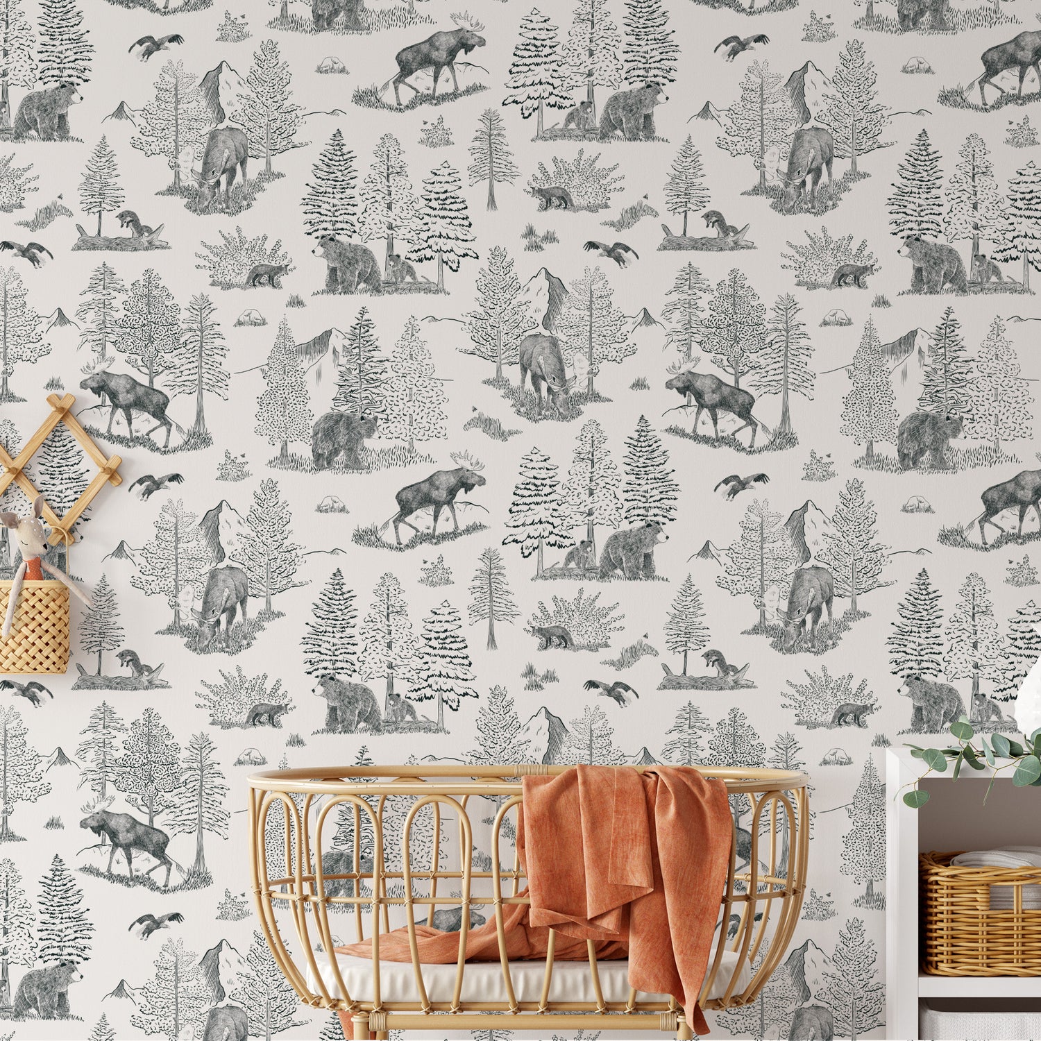 Bedroom featuring Cayla Naylor Denali- Snow Peel and Stick Wallpaper - a nature inspired pattern