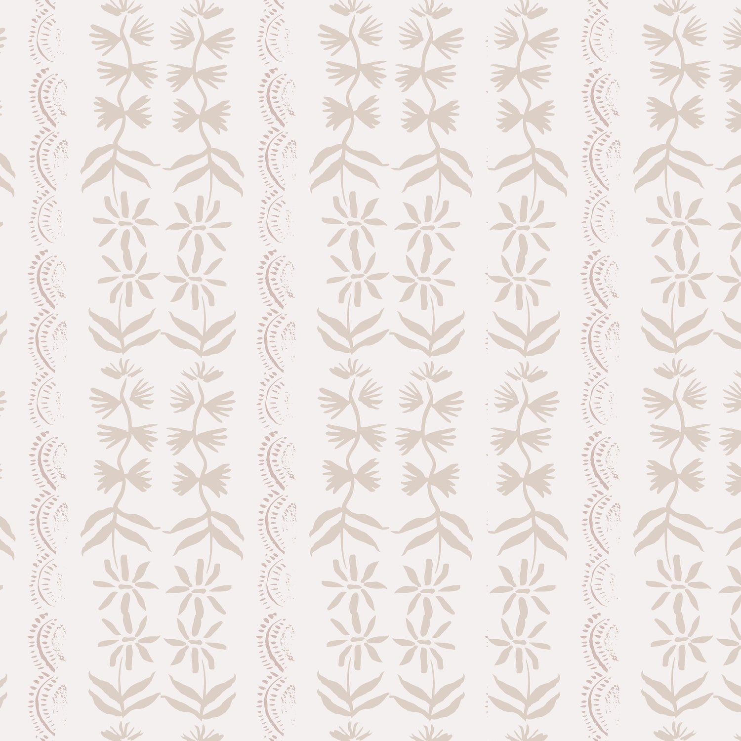 Close up of Emeline Bone design with elegant neutral colors and hand-painted florals.