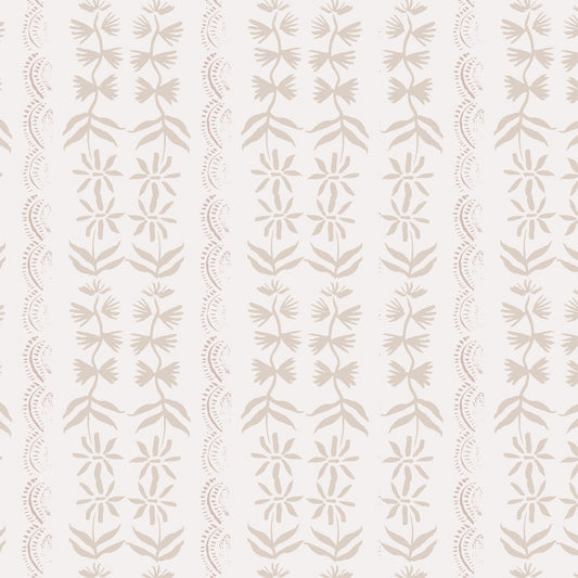 Close up of Emeline Bone design with elegant neutral colors and hand-painted florals.