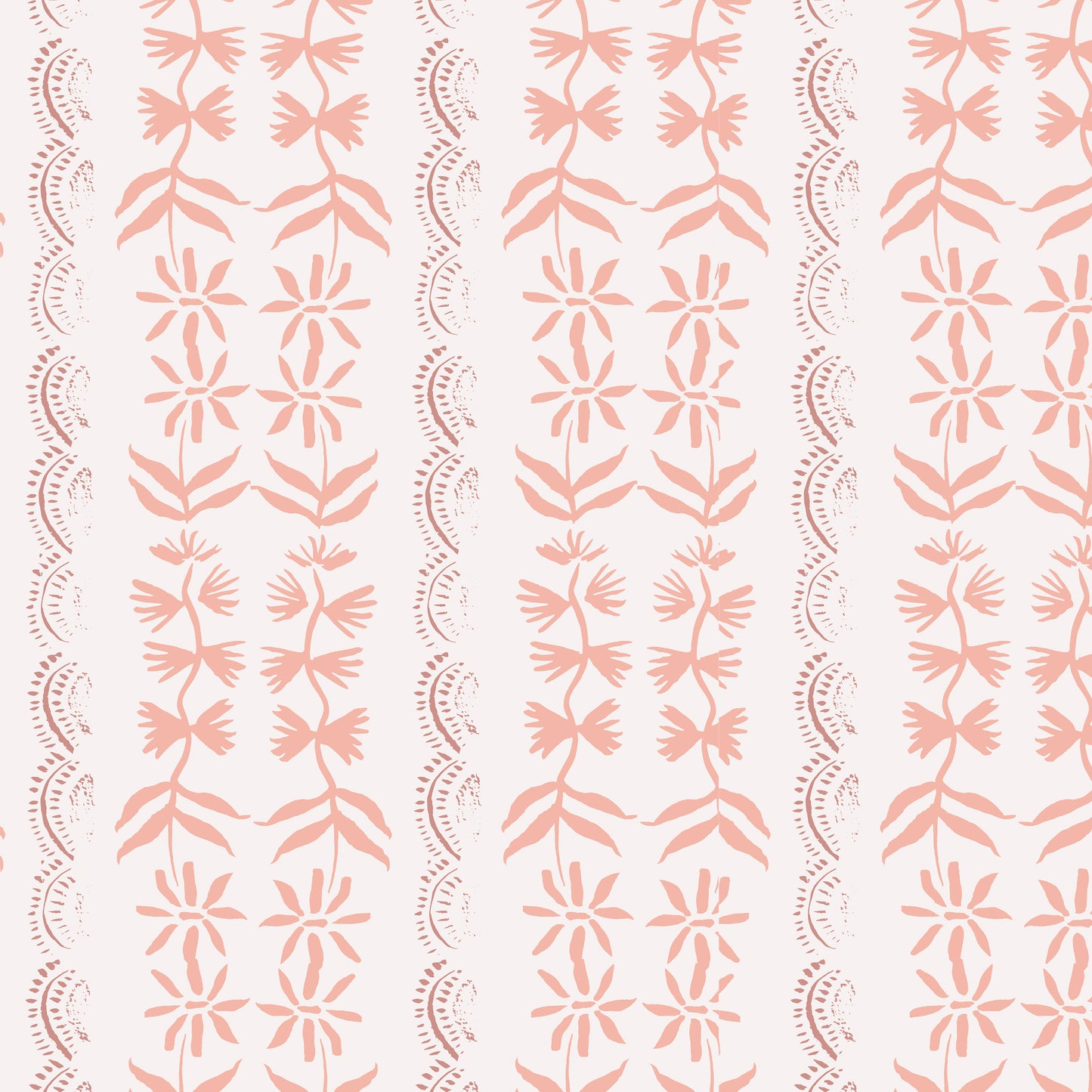 Close up of  Emeline in dusk design that beautifully highlights a unique floral design with breathtaking shades of peach, rose, and cream.