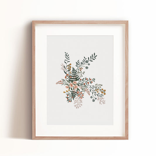 Floral II features a beautiful bouquet of neutral-colored flowers. 