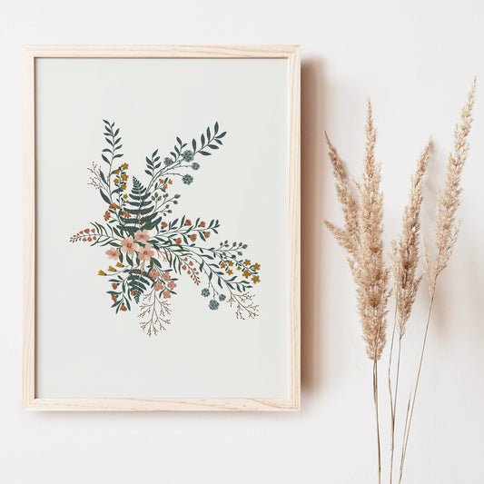 Floral II features a beautiful bouquet of neutral-colored flowers. 