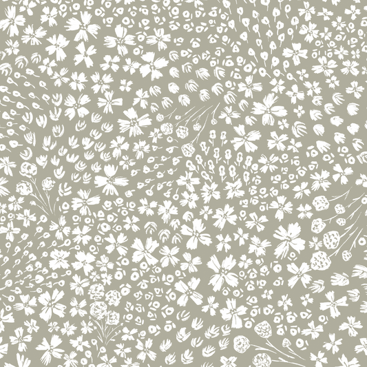 Flower Beds Wallpaper - Dark Sage
