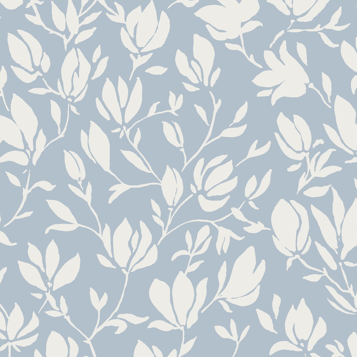 Flora Wallpaper - Gray Blue