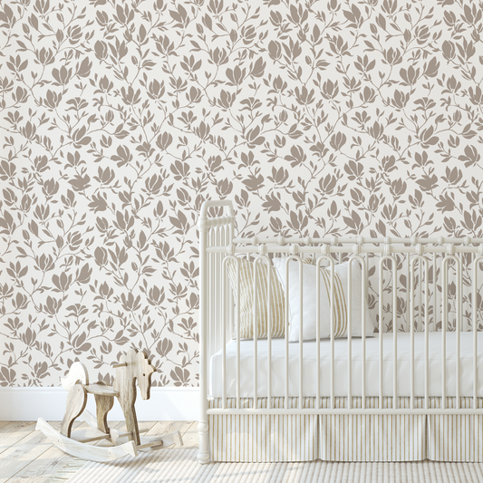 Flora Wallpaper - Taupe Flowers